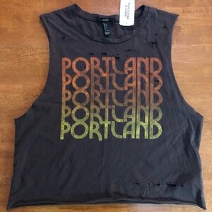 Forever 21 Brown Tank Top with Portland Graphic